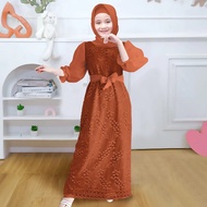 Kid Luis Maxy Dress Size kid M L bahan brokat cotton premium lapis full crepe kombi organza ada sele
