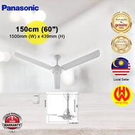 Panasonic 150cm (60") Regulator 3 Blades Ceiling Fan F-M15A0VBWH / F-M15A0VBHH Regulator Grey color