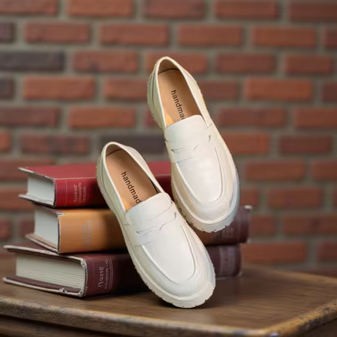 AIYUQI Spring Shoes Female British Style Thick-soled College Style Casual Loafers Genuine Leather Fa