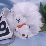 Gantungan kunci BTS BT21 pompom keychain bulu Kpop korea