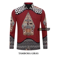 KEMEJA Original Batik Shirt With TAMBORA GIRAS Motif, Men's Batik Shirt For Men, Slimfit, Full Layer, Long Sleeve