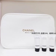 Chanel - CHANEL香奈兒白色絨布面化妝袋化妝包手拿包收納包護膚小樣旅行套裝限量（平行進口）