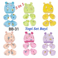 1 set of baby rabbit hats set 3in1 (hat + gloves) 1 set of newborn baby hats newborn baby supplies f