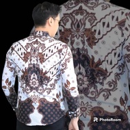 Kemeja batik pria premium  PARANGKUSUMO putih Slimfit lapis furing/kemeja warna putih/kemeja lengan 