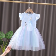 Snowman Olaf Elsa Frozen Pink Blue Dress For Girls Mesh Princess TUTU Dress with Wig Toddler Kids Clothes Birthday Gift Full Set