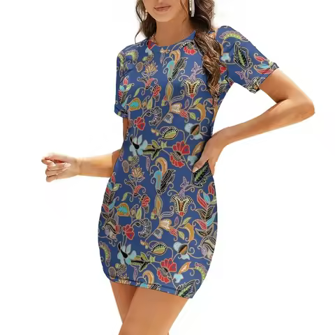 Sarong Kebaya Batik Blue Short-Sleeved Dress dresses ladies 2026 summer dress for women 2026 evening