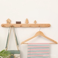 Wall-Mounted Hook for Entrance, Solid Wood Creative Cream Color Rack Decorative Hook JFJ8