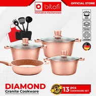 BITOFI GERMANY Diamond Cookware Set Non-Stick Granite Kitchen Cookware 13PCS (Periuk Anti Lekat) ROS