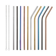 Reusable Metal Drinking Straws / Straight &amp; Bent Straws / High Quality 304 Stainless Steel Washable Metal Straw / with Cleaner Brushes