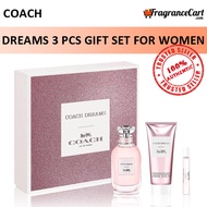 Coach Dreams 3 Pcs Gift Set for Women (90ml EDP + 7.5ml Travel Spray + 100ml Body Lotion) GiftSet Collection [Brand New 100% Authentic Perfume/Fragrance]