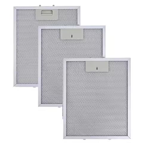 3-Piece RANGEMASTER Range Hood Metal Grease Filter Set, Silver, 300 X 250 Mm, Suitable For Kitchens 