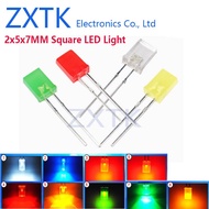 50PCS 2x5x7mm Square light-emitting diode LED light DIP Red Blue Yellow White Green High brightness 