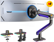 NB Ergonomic Monitor Arm for 32 to 60 inch Flat Ultrawide Curved Computer ScreenHeavy Duty RGB Gamin