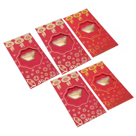 5Pcs Traditional Chinese Red Packets Lucky Money Envelopes for Cny Festival Wedding Elders Children 