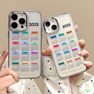 COD-Simple Couple Case Color Calendar 2025 For iPhone 7 8 X 11 12 13 14 15 IMD Metal Photo Frame Uni