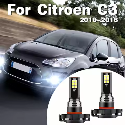 5202 5201 PS24W LED Front Fog Lamp 6000K 12V Car Foglights 2x Bulb For Citroen C3 2010 2011 2012 201