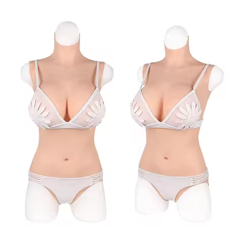 ONEFENG Silicone Boobs Meme Vagina Triangle Body Suit for Crossdresser Drag Queen Breast Form Buttoc