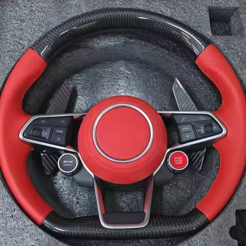 Red Leather For Audi A3 A4 A4L A5 A7 A8 Q5 Q7 Q8 TT R8 Suede Carbon Fibre Steering Wheels Car Steeri