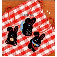 GANTUNGAN Black Rabbit Keychain Acrylic Bunny Acrylic Rabbit Pendant