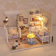 Kitten Mini Doll House 3D Puzzle Assembly Model Building Kit Creative Room Bedroom Decoration With F