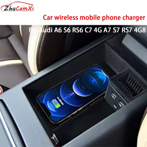 for Audi A6 S6 RS6 C7 4G A7 S7 RS7 4G8 Armrest Storage Wireless Mobile Phone Charger QI 18W iPhone M