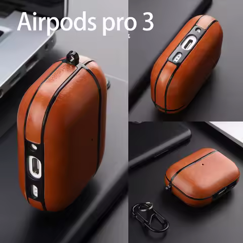 for Airpods Pro 3 Case Leather Business Earphone Case Headset Shell Headphone Cover for Apple AirPod