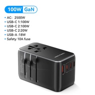 Vention 100W international travel adaptor type c universal adapter GaN converter Fast Charging 2 pin