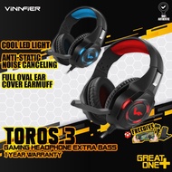 VINNFIER Toros 3 Gaming Headphone Lightweight LED Light with Microphone