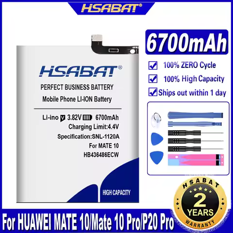 HSABAT 6700mAh HB436486ECW Battery for HUAWEI P20 Pro (MATE 10 / 10 Pro / X/ 20) (Honor View 20/ V20