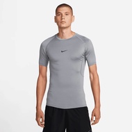 NIKE PRO MEN'S DRI-FIT TIGHT SHORT-SLEEVE FITNESS TOP - MEN / SMOKE GREY/(BLACK) LARGE FB7933-084