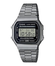 Casio VINTAGE A168WGG-1B Men Digital Classic Black Dial Grey Stainless Steel Strap Original Casual W