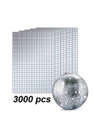 3000塊亞克力迷你馬賽克瓷磚,方形自粘玻璃鏡面馬賽克貼紙,迪斯科球磁磚貼紙,聖誕裝飾