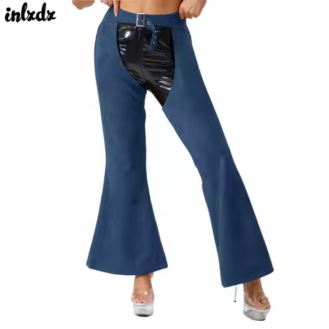 Womens Western Cowgirl Cosplay Costume Adjustable Waist Hollow Out Vintage Chaps Pants Cowboy Riding