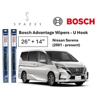 Wiper Nissan Serena Wiper Bosch U Hook Front Wiper Advantange 26"+14" U Hook