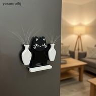 yosunrui5j] Mini Cat Vase Fridge Magnet Whisker Collector Double Vases Cute Animal Design Magnetic R
