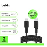 Belkin CAB014bt BoostCharge USB-C to USB-C 100W Cable 2M/3M (samsung,iphone,ipad,macbook,tablet,lapt
