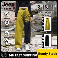 JEEP SPIRIT Orange Soft Shell Pants for Men and Women Waterproof and Windproof 3-in-1 Outdoor Mounta