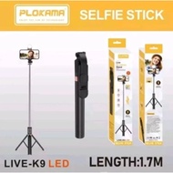 PLOKAMA Tongsis K9 LED Premium 1.7 Meters With LED Light Plus Bluetooth REMOTE for Live Food Selfie 