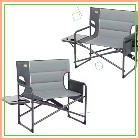 Foldable Director's Chair with Side Table, Heavy Duty 500 lbs Capacity, Oversized Camping Chair for 