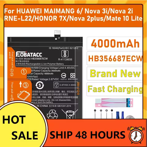 2025 Years EOBATACC New 100% Original HB356687ECW Battery For HUAWEI Nova 3i/Nova 2i /Nova 2plus Bat