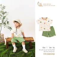 M&B (6M-3Y) short sleeve DINO PACK pants set made of cool cotton, sharp printed patterns for boys Di