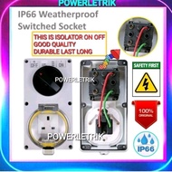 IP66 13A OUTDOOR WEATHERPROOF COMBINATION SWITCHED SOCKET / OUTDOOR WATERPROOF 13A SOCKET OUTLET WIT