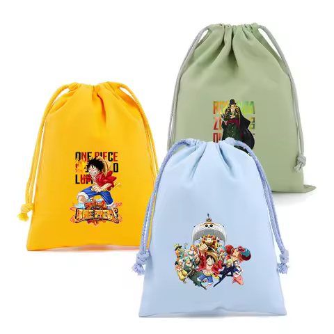 One Piece Drawstring Bag Boys Cartoon Anime Printed Gift Bags Party Supplies Children Storage Pouch 