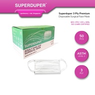 Superduper White Premium 3-Ply Disposable Surgical Face Masks (50pcs)