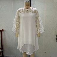 Ebay Lace Stitching Three-Quarter Sleeve Irregular Hem Chiffon Dress - In Stock