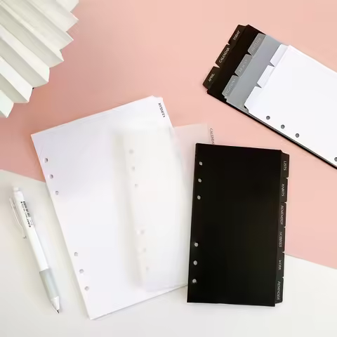 A5 A6 PP Separator Paper Index Page Classification Separator Page 6 Holes Notebook Loose-leaf Book P