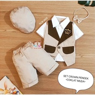 KATUN Klik Mds Baby Boy's Suit Short Sleeve Crown Printed Shorts Premium Cotton Material Allsize Est