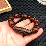 Tibetan Nine-Eyed Dzi Beads Chalcedony Agate Crafts Bracelet Tibetan Three-Eyed Drum Beads Dzi Beads