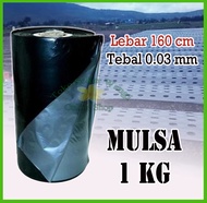 plastik mulsa 1kg / lebar 160 cm tebal 0.03 Hitam Perak