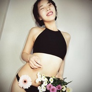 CROPTOP 復古黑色交叉 兩件式比基尼